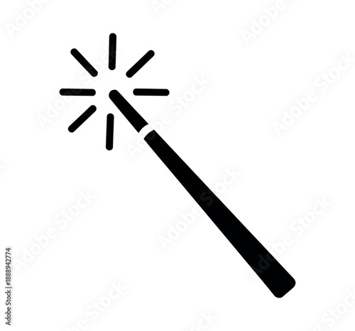 Magic wand icon with spark effect isolated on white background