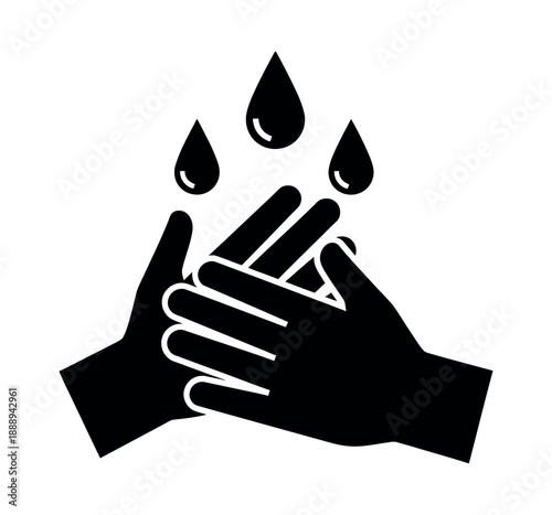 Hand washing icon with water drops for hygiene and sanitation vector
