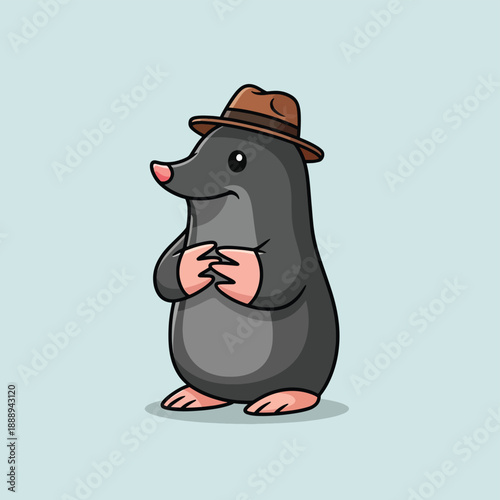 Cartoon Mole Wearing Hat