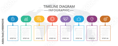 Vector infographic template. Timeline infographic design vector and marketing icons. Steps business timeline infographic template design. vector