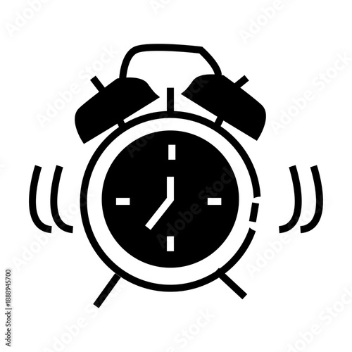 black alarm clock glyph icon vector illustration representative reminder clock