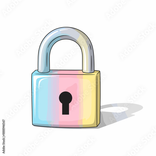 Closed Padlock with Soft Shadow, Digital Safety Vector