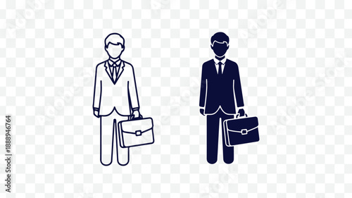 Business professionals with briefcases, corporate attire isolated on Transparent Background