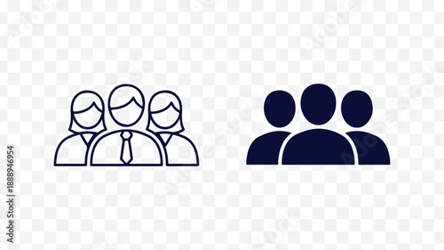 Professional people icons for business and teamwork concepts isolated on Transparent Background