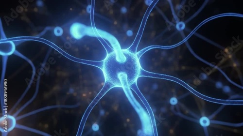 Abstract Glowing Virtual Neural Network – Futuristic Coding and Artificial Intelligence Concept