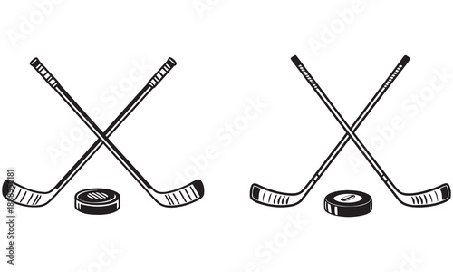 Hockey Sticks and Puck Illustration – Crossed Stick Icon, Sports Symbol & Team Graphic .