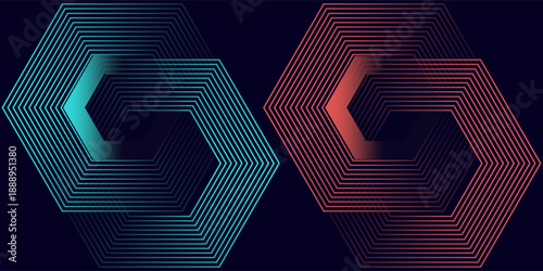 Abstract blue modern background with dynamic geometric shapes.