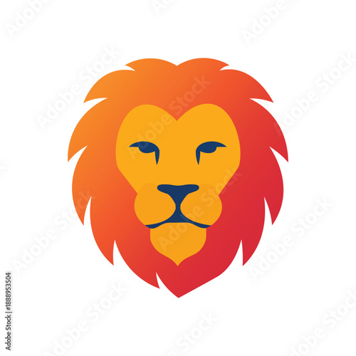 Canvastavla Lion head illustration in simple and bold icon style