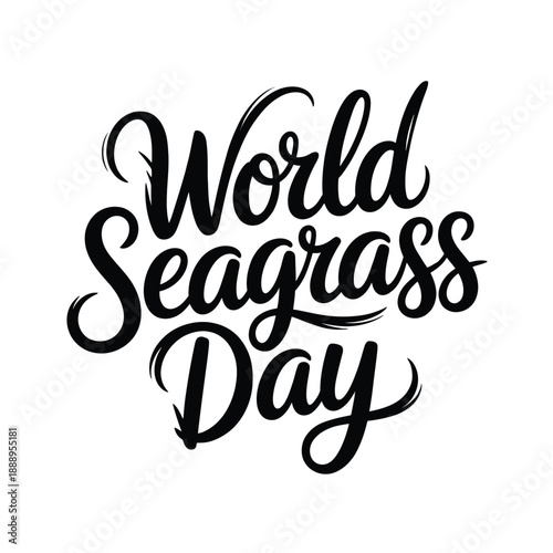 World Seagrass Day awareness campaign logo with elegant calligraphy font style