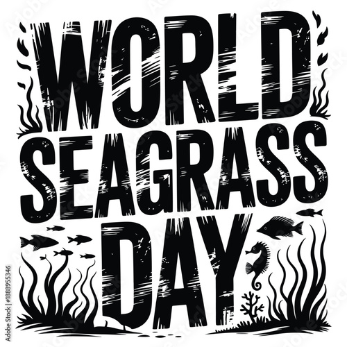 World Seagrass Day awareness campaign logo with underwater elements and text