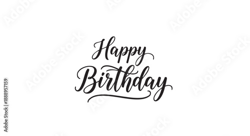 Elegant handwritten happy birthday greeting message in black calligraphy