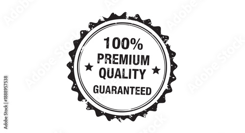 Gear shaped badge with premium quality guarantee text design