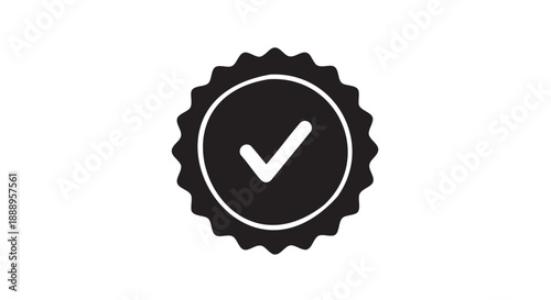 Gear shaped icon with checkmark symbol for success verification