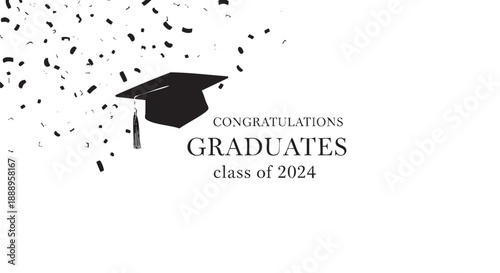Graduation cap with confetti celebrating class of two thousand twenty four