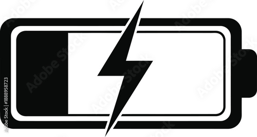 Low battery icon with lightning bolt symbol