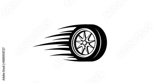 Speeding Tire with Motion Trails: Automotive Performance and Dynamic Movement.