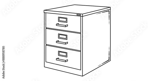 Three-Drawer Filing Cabinet Illustration.