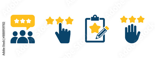 Customer review vector illustration, feedback icon set, including star ratings