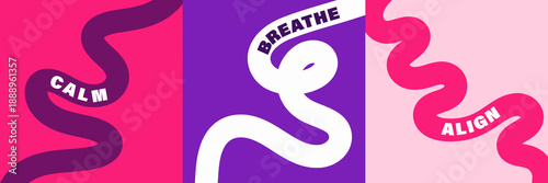 Vibrant abstract poster with flowing shapes in warm colors featuring colorful, fluid wavy lines for a dynamic, modern feel, mindfulness or motivational design typography for creative wall art