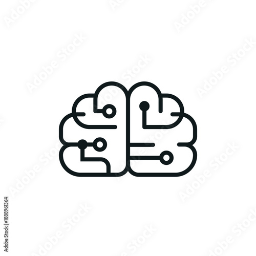 AI 脳のシンプル線画アイコン