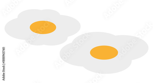 A minimalistic vector illustration of two fried eggs with white egg whites and bright yellow yolks. Ideal for food-related designs, breakfast themes, and cooking visuals.
