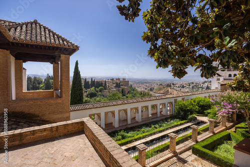 Alhambra palace and Generalife gardens view, Granada, Spain