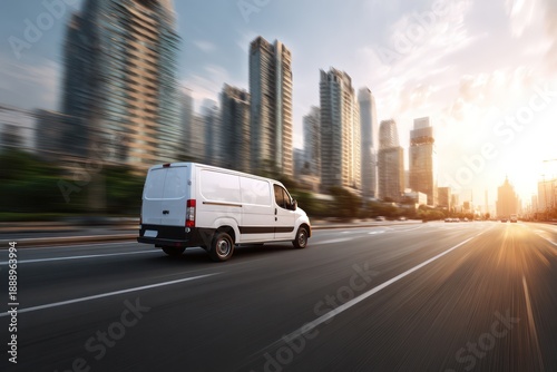 Wallpaper Mural Express courier van moving on motorway Torontodigital.ca