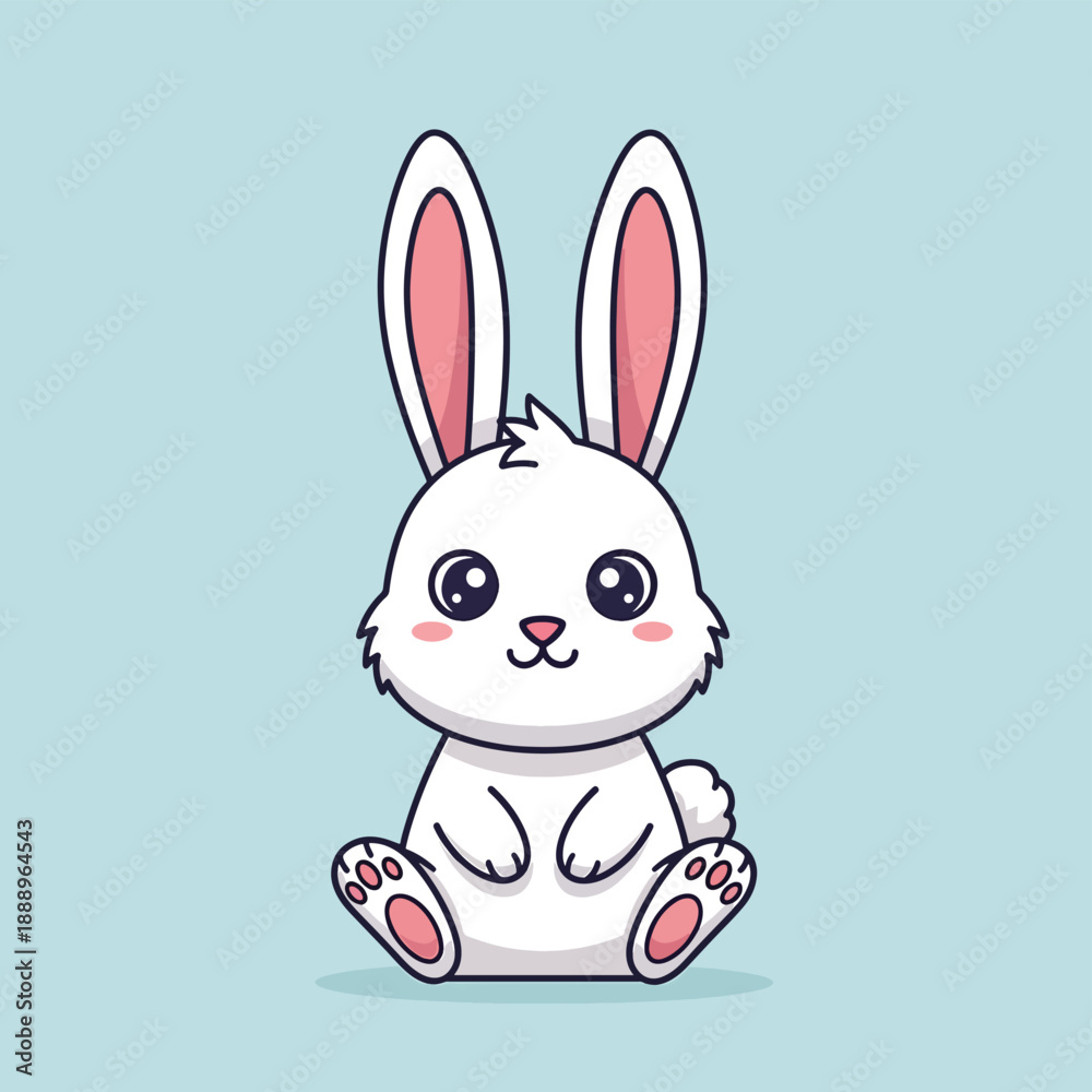 Obraz premium Cute White Bunny Cartoon Character
