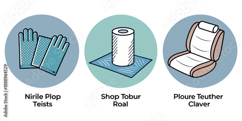 Cleaning Supplies and Car Seat Illustrations