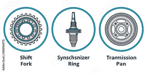 Transmission Parts Diagram: Shift Fork, Synschsnizer Ring, and Transmission Pan Illustrated
