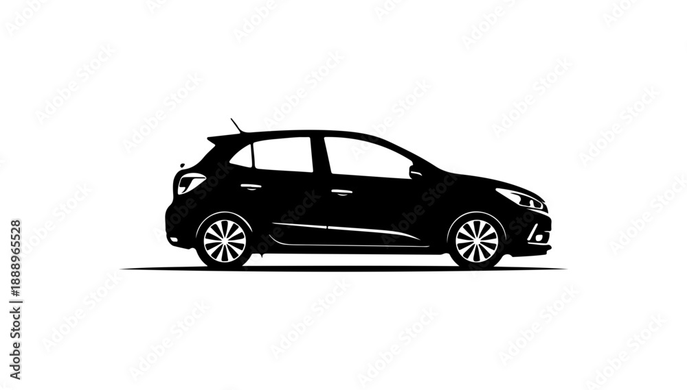 Obraz premium Black Hatchback Car Side View