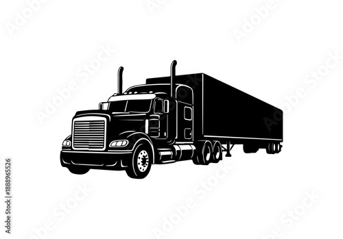 Black Semi-Truck Vector Illustration