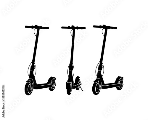 Three Black Electric Scooters