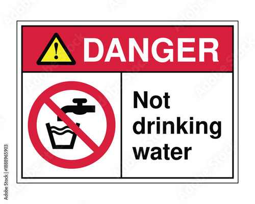 Danger Not Drinking Water Sign - Prohibitory Safety Icon for Non-Potable Water Sources and Facility Compliance