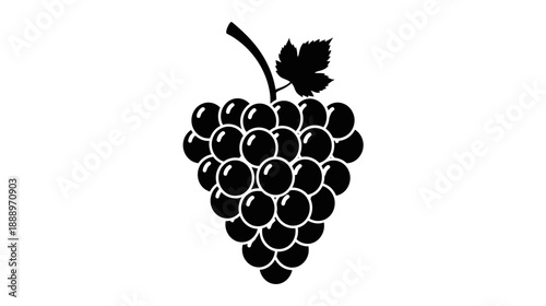 Black silhouette of a grape cluster with leaf, ideal for natural themes