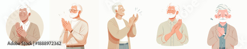 Vector Illustration of a Elderly Man Clapping Hands
