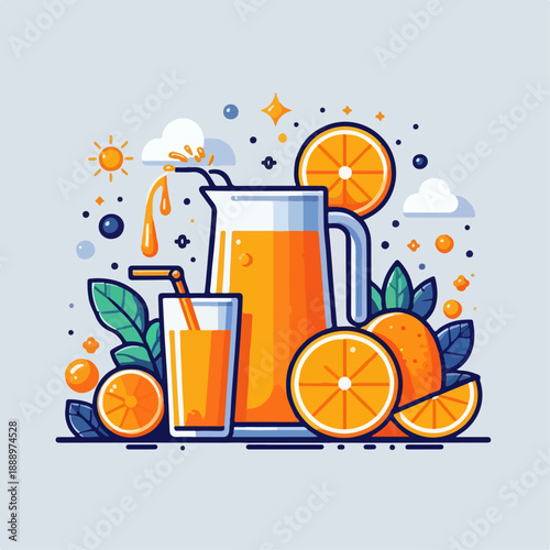 Fresh orange juice vector illustration