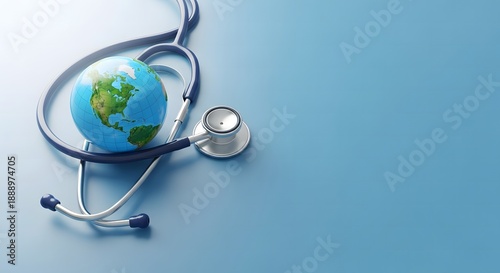 World health day global health awareness with stethoscope and earth