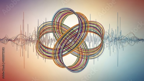 Infinity Symbol Overlapping Digital Audio Sound Wave Background