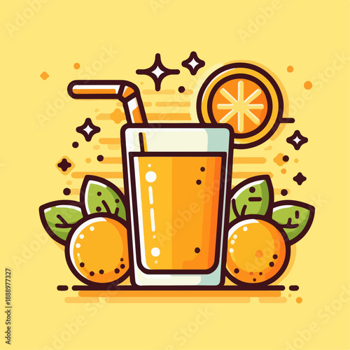Fresh orange juice vector illustration