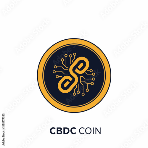 CBDC Coin Digital Currency Symbol Logo.