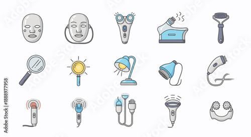 Collection of Beauty and Grooming Icons.