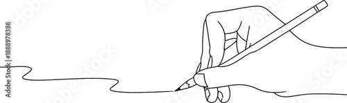 Hand drawing a line with a pencil simple vector illustration for creative process education or design concepts on white background