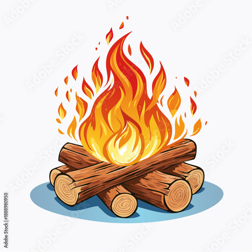 Feuerstelle - Cartoon Comic Stil