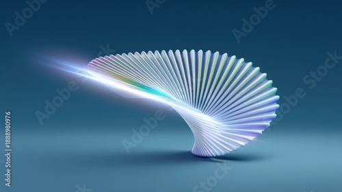 Abstract 3D Spiral Shape with Colorful Light Effects in a Blue Background, Perfect for Modern Design and Artistic Concepts