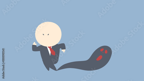 ビジネスイメージイラスト_心の闇に追われるビジネスマン