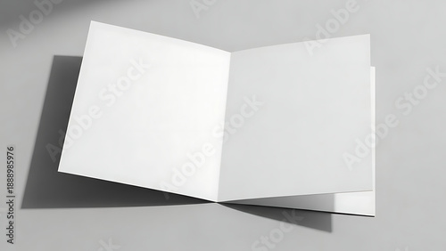 Blank square brochure mockup open on neutral background for presentation of business layout branding design and corporate identity in 3d rendering