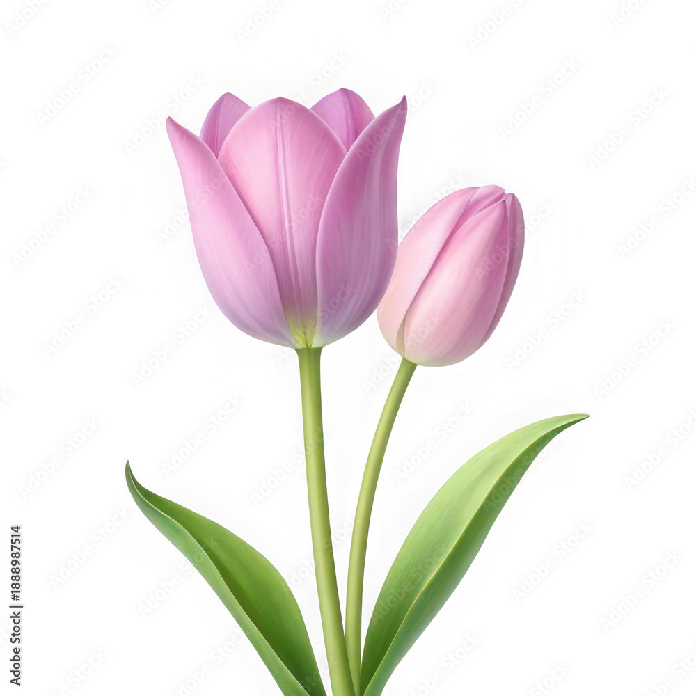 Fototapeta premium Vibrant pink and soft blush tulips elegantly stand against a stark black background