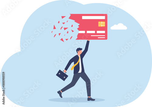 Credit Card Debt and Financial Loss Concept with Broken Card