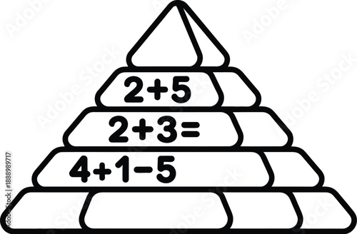 A pyramid made of stones with math problems written on them